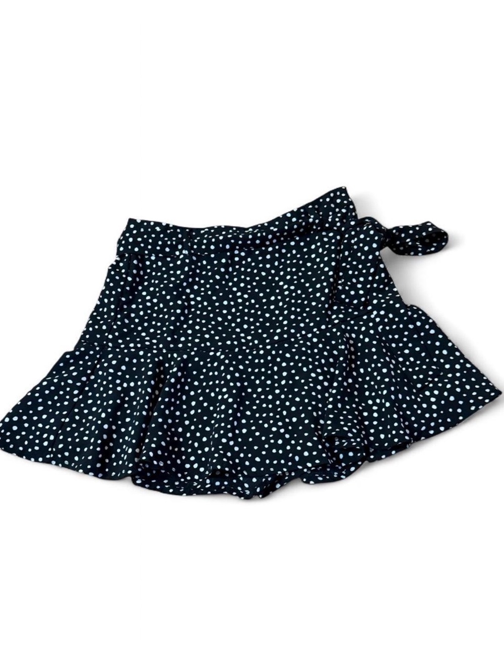 Stradivarius Black and White Polka Dot Mini Wrap Skirt